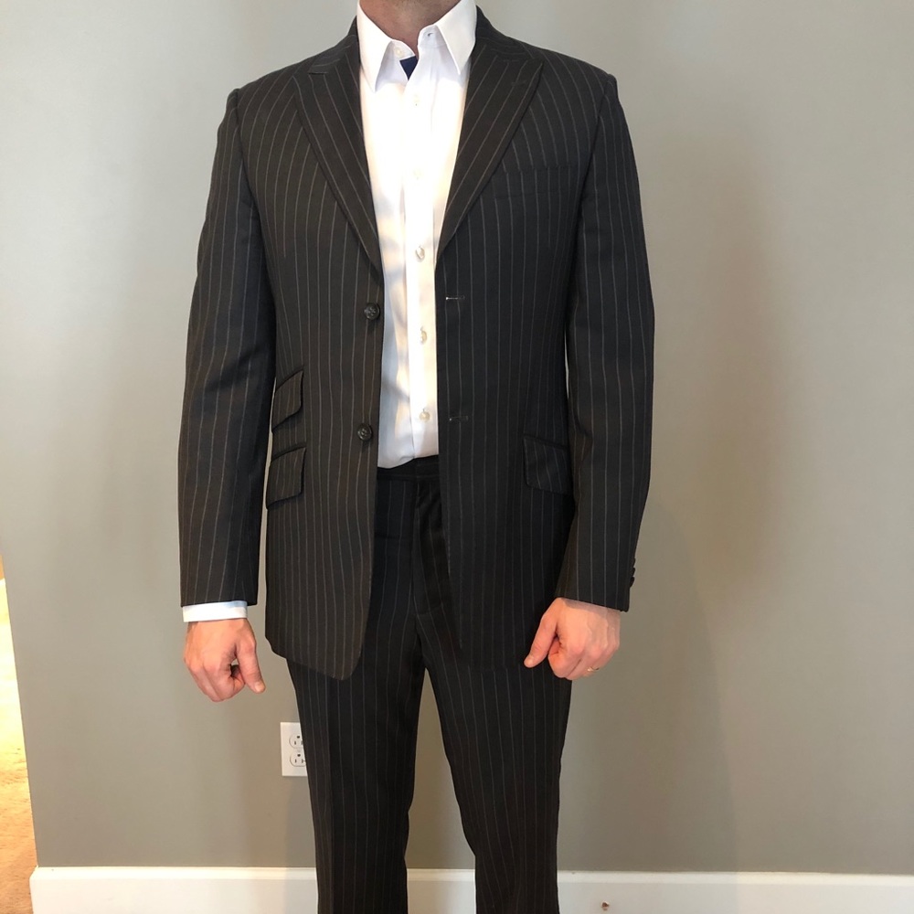 Banana Republic charcoal pinstripe suit
